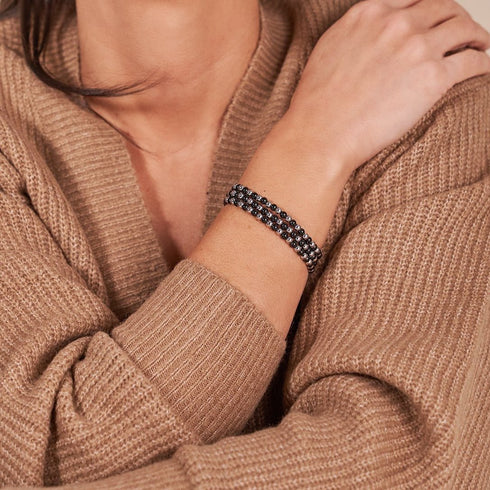 Trinité | Argent x Gunmetal | Bracelet Triple Rang